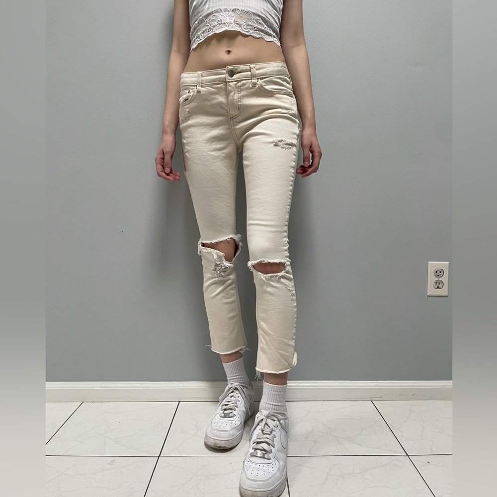 Free People white low rise jeans